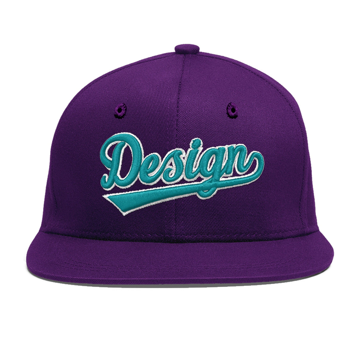 Custom Purple 3D Puff Embroidery Flat Embroidery Casual Sport Baseball Cap