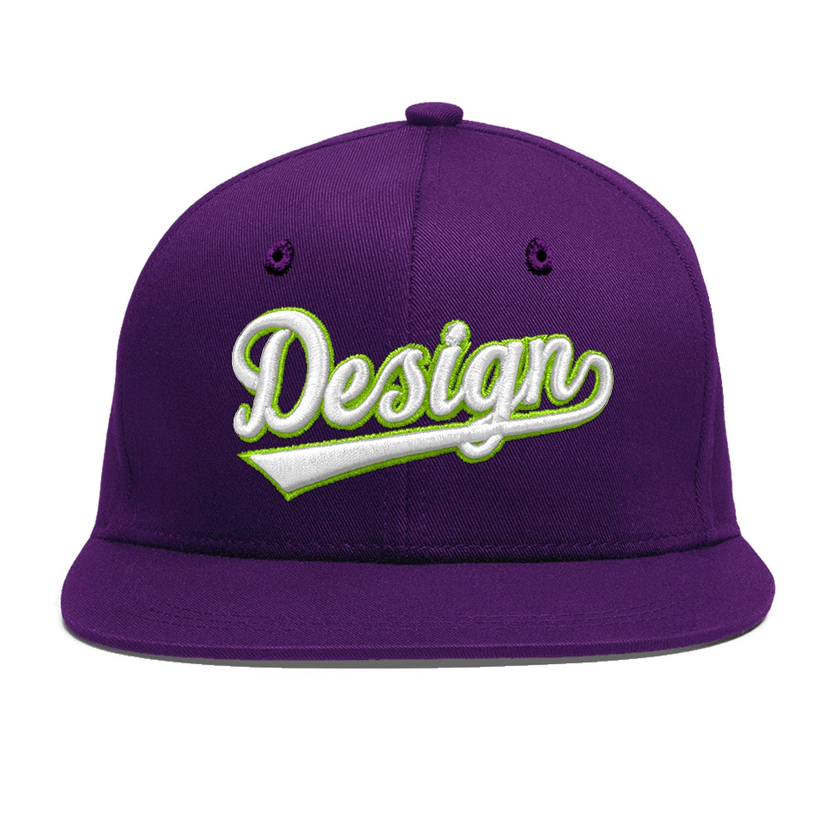 Custom Purple 3D Puff Embroidery Flat Embroidery Casual Sport Baseball Cap
