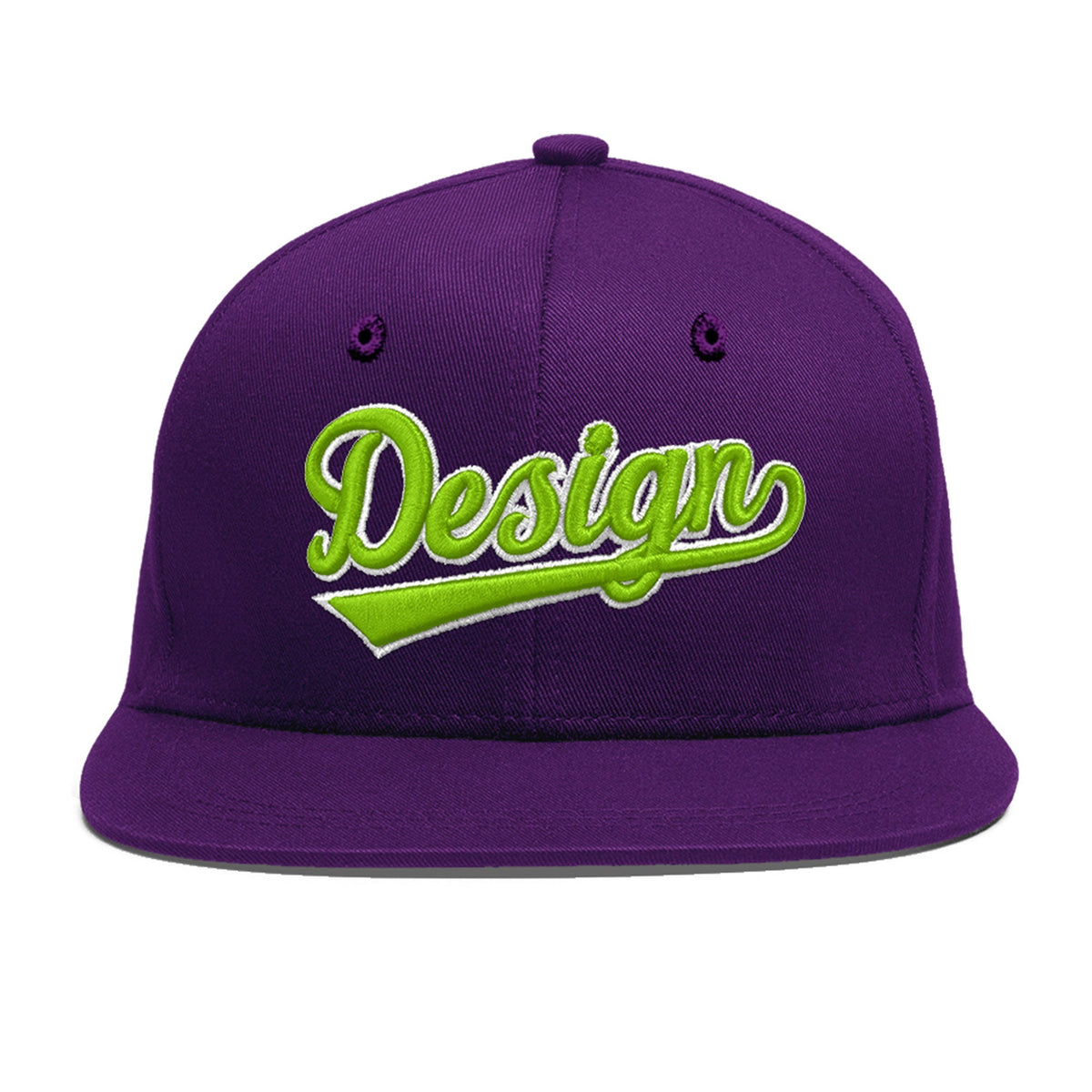 Custom Purple 3D Puff Embroidery Flat Embroidery Casual Sport Baseball Cap