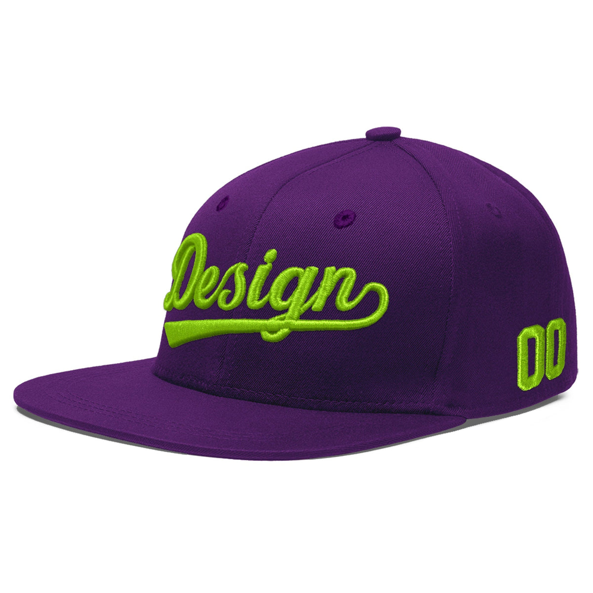 Custom Purple 3D Puff Embroidery Flat Embroidery Casual Sport Baseball Cap