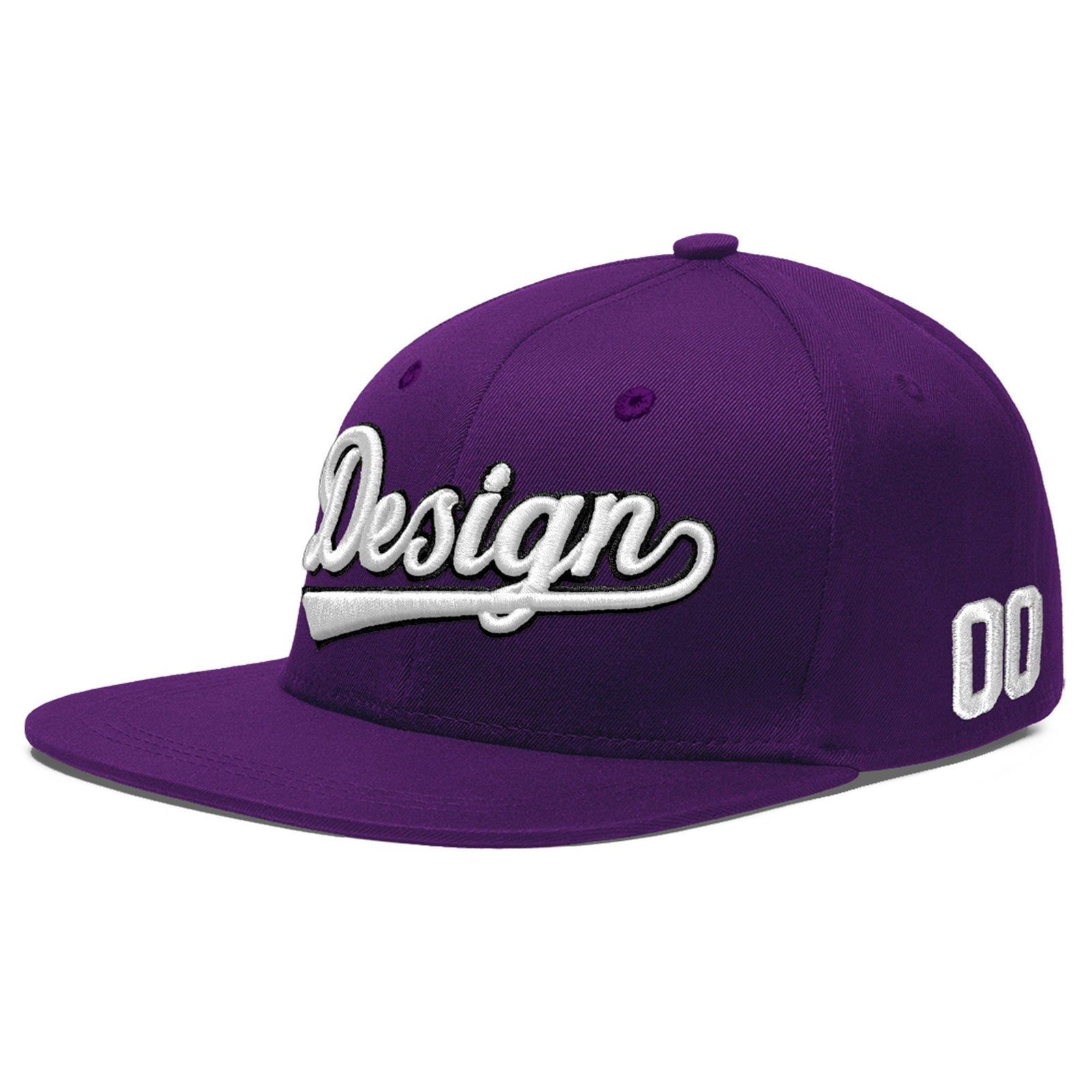 Custom Purple 3D Puff Embroidery Flat Embroidery Casual Sport Baseball Cap