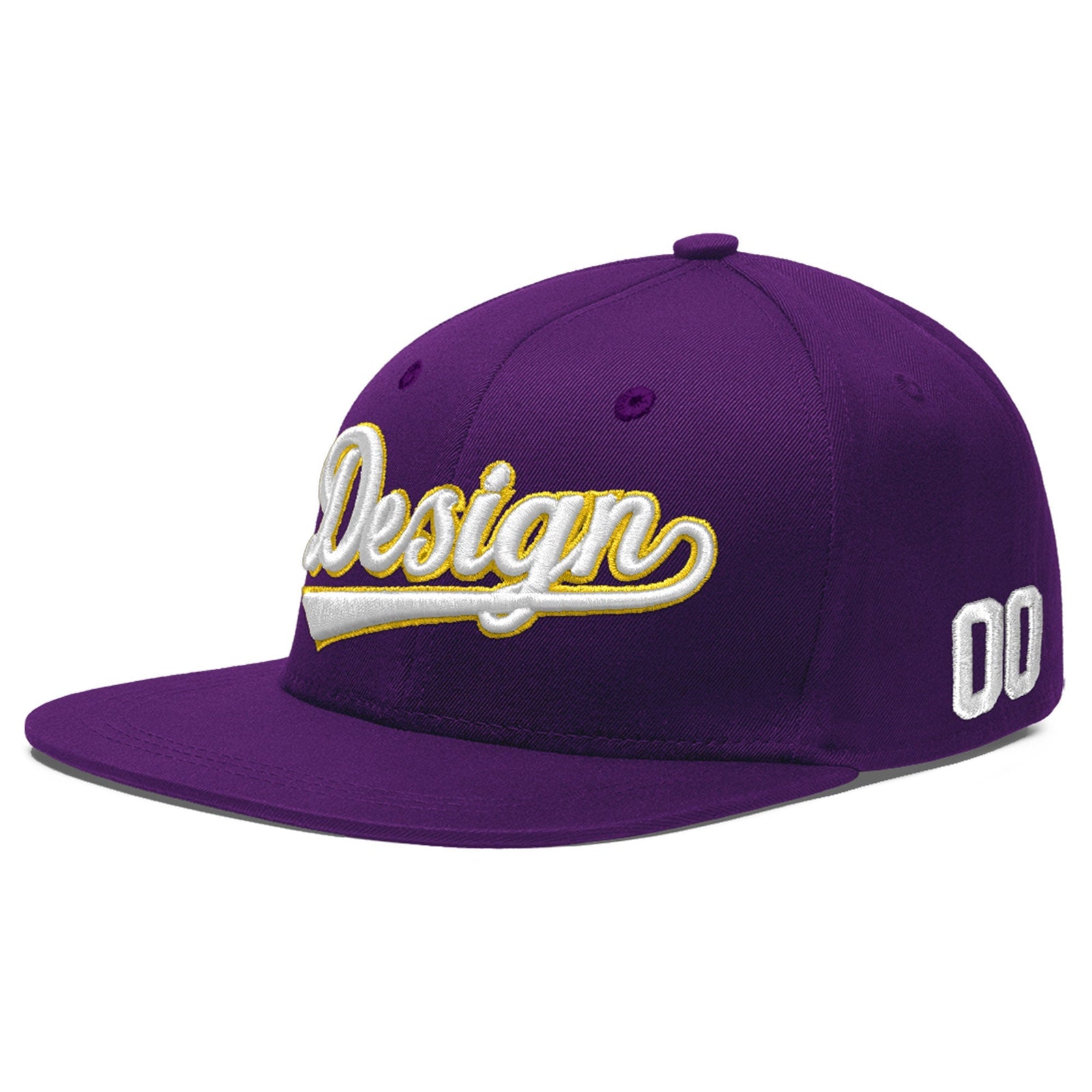 Custom Purple 3D Puff Embroidery Flat Embroidery Casual Sport Baseball Cap