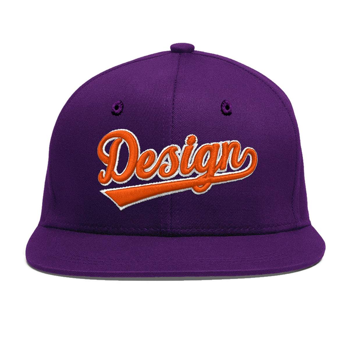 Custom Purple 3D Puff Embroidery Flat Embroidery Casual Sport Baseball Cap