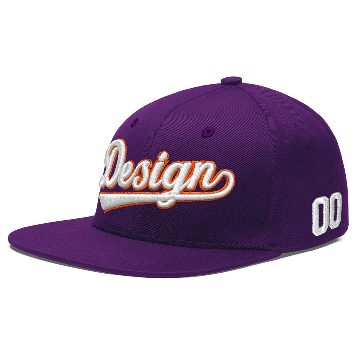 Custom Purple 3D Puff Embroidery Flat Embroidery Casual Sport Baseball Cap