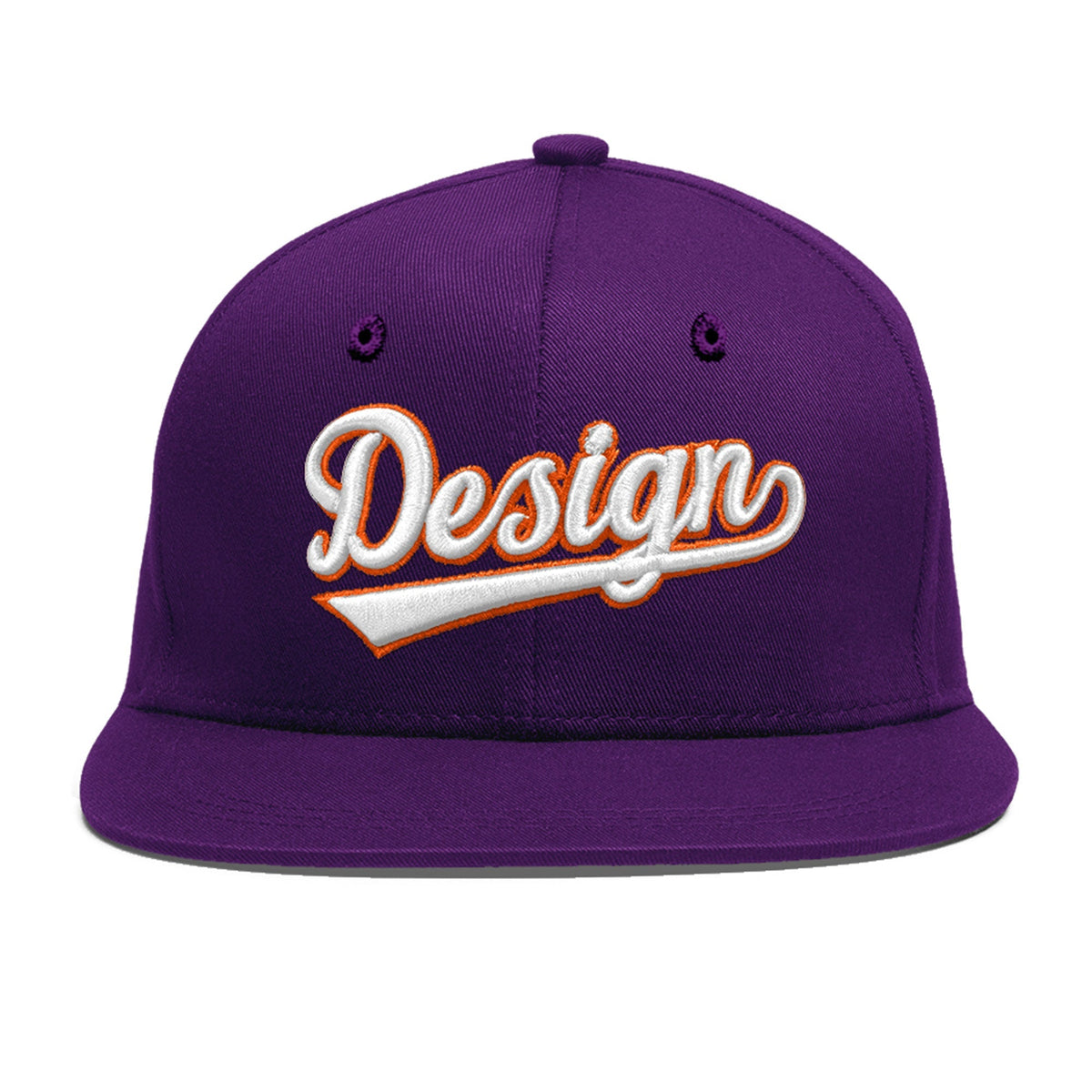 Custom Purple 3D Puff Embroidery Flat Embroidery Casual Sport Baseball Cap