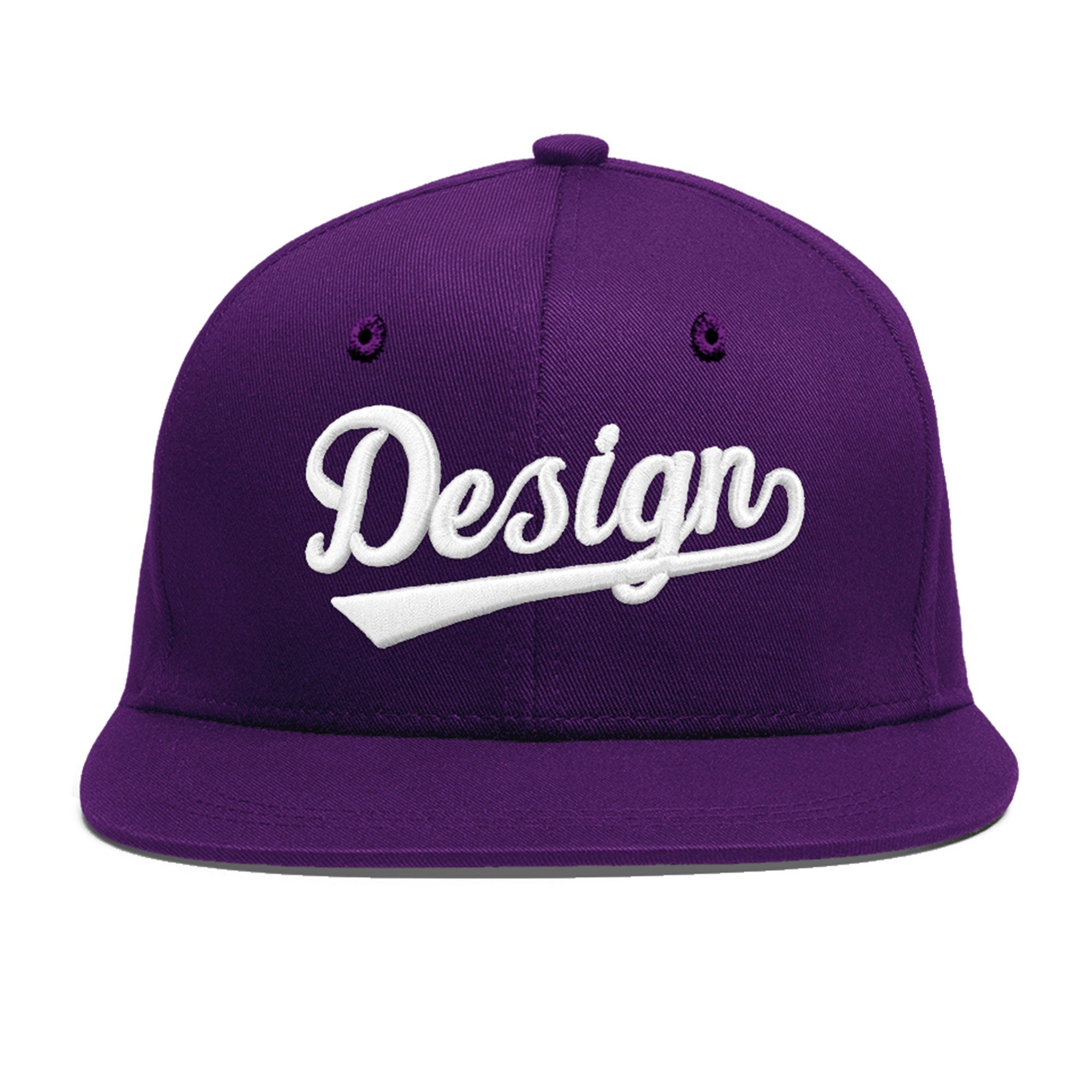 Custom Purple 3D Puff Embroidery Flat Embroidery Casual Sport Baseball Cap