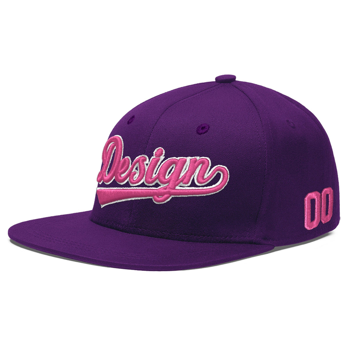 Custom Purple 3D Puff Embroidery Flat Embroidery Casual Sport Baseball Cap