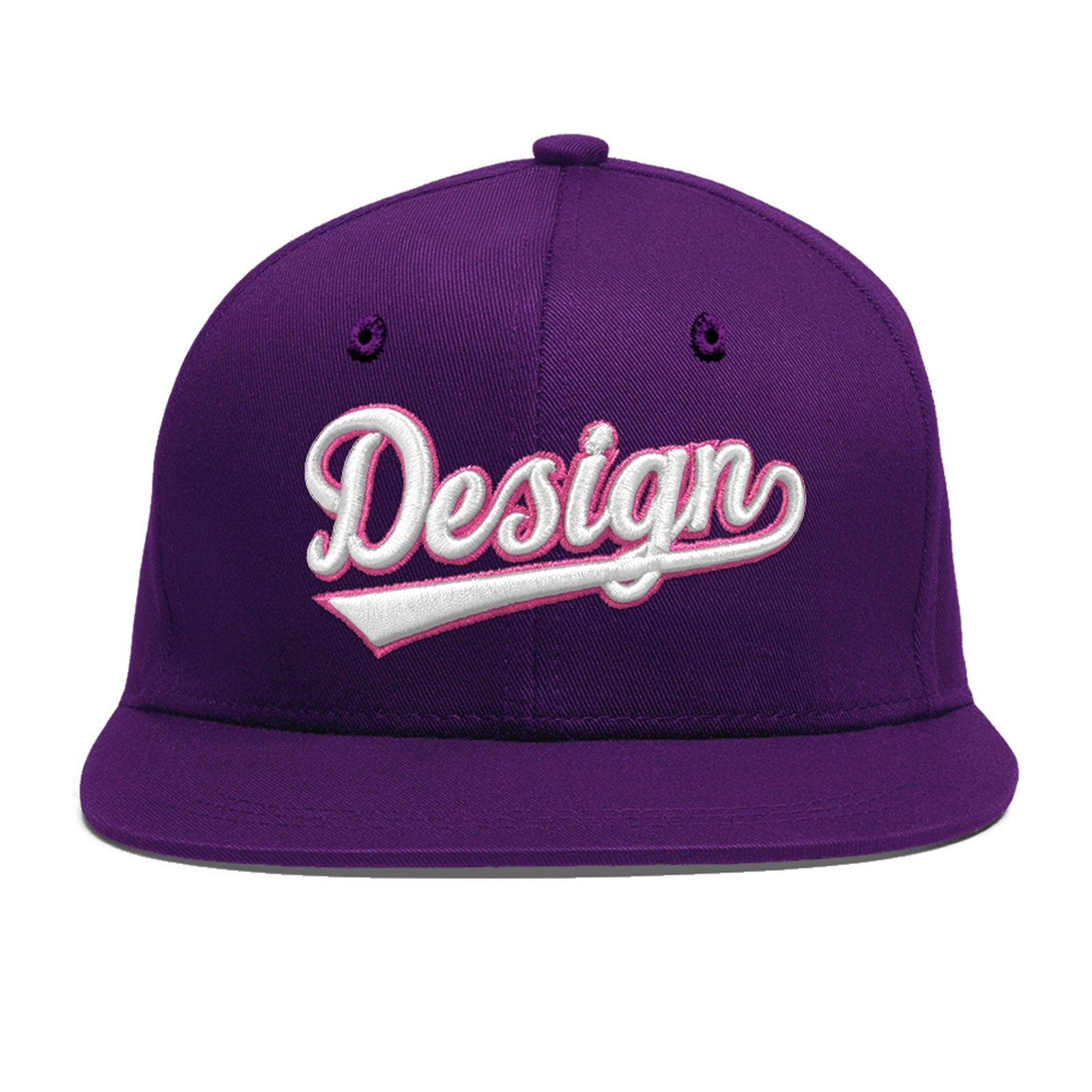 Custom Purple 3D Puff Embroidery Flat Embroidery Casual Sport Baseball Cap