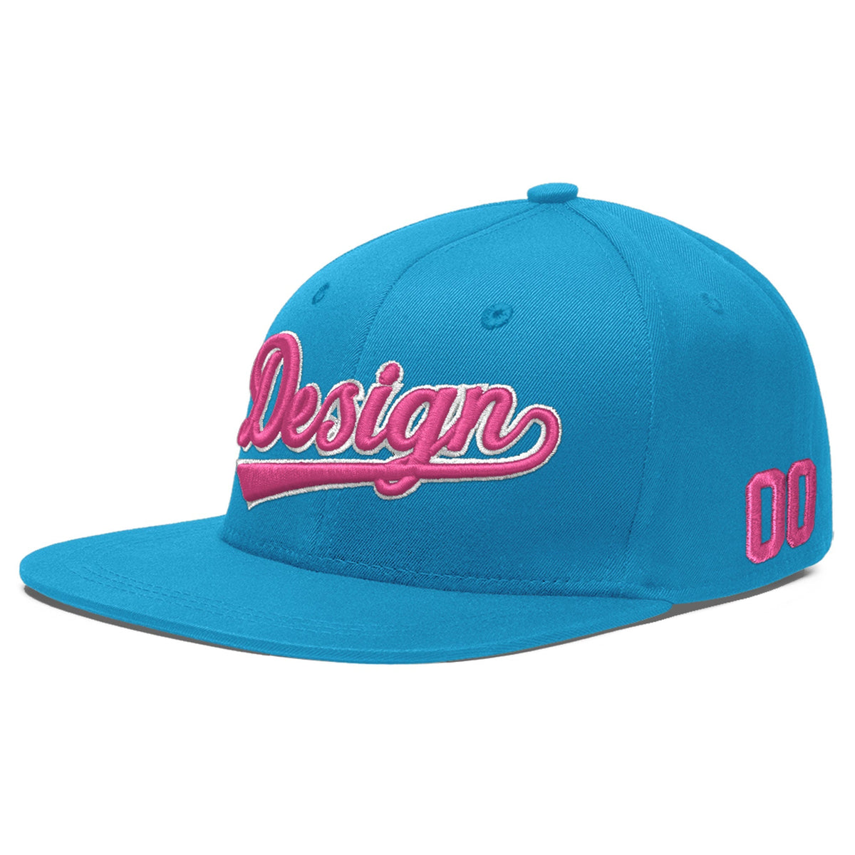 Custom Light Blue 3D Puff Embroidery Flat Embroidery Casual Sport Baseball Cap