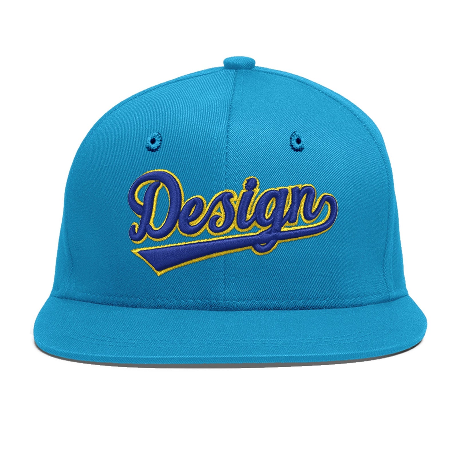 Custom Light Blue 3D Puff Embroidery Flat Embroidery Casual Sport Baseball Cap