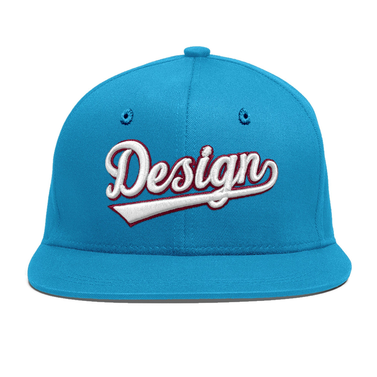 Custom Light Blue 3D Puff Embroidery Flat Embroidery Casual Sport Baseball Cap