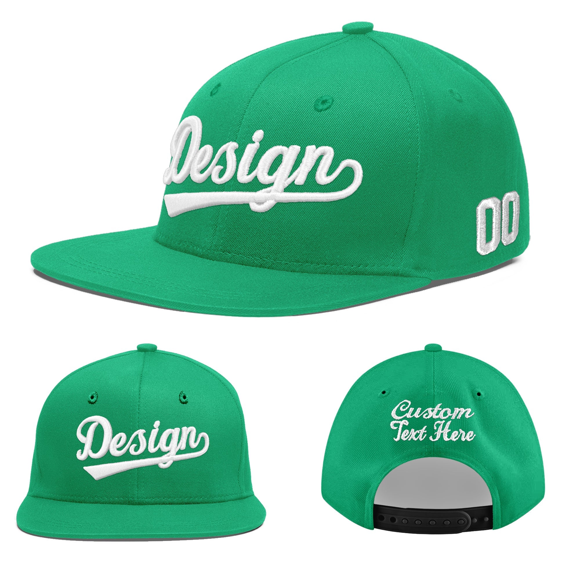Custom Aqua 3D Puff Embroidery Flat Embroidery Casual Sport Baseball Cap