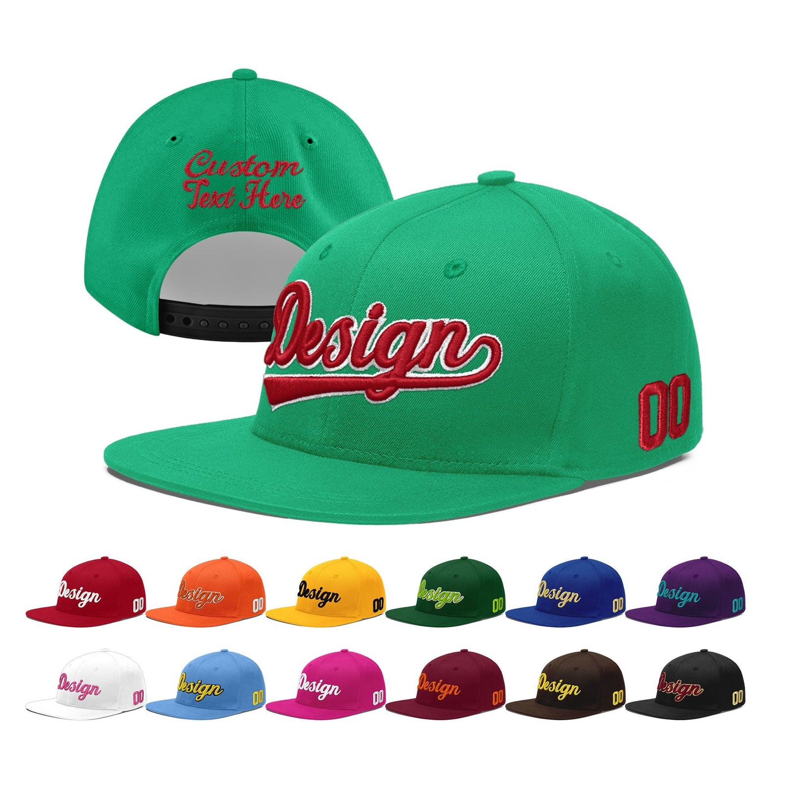 Custom Aqua 3D Puff Embroidery Flat Embroidery Casual Sport Baseball Cap