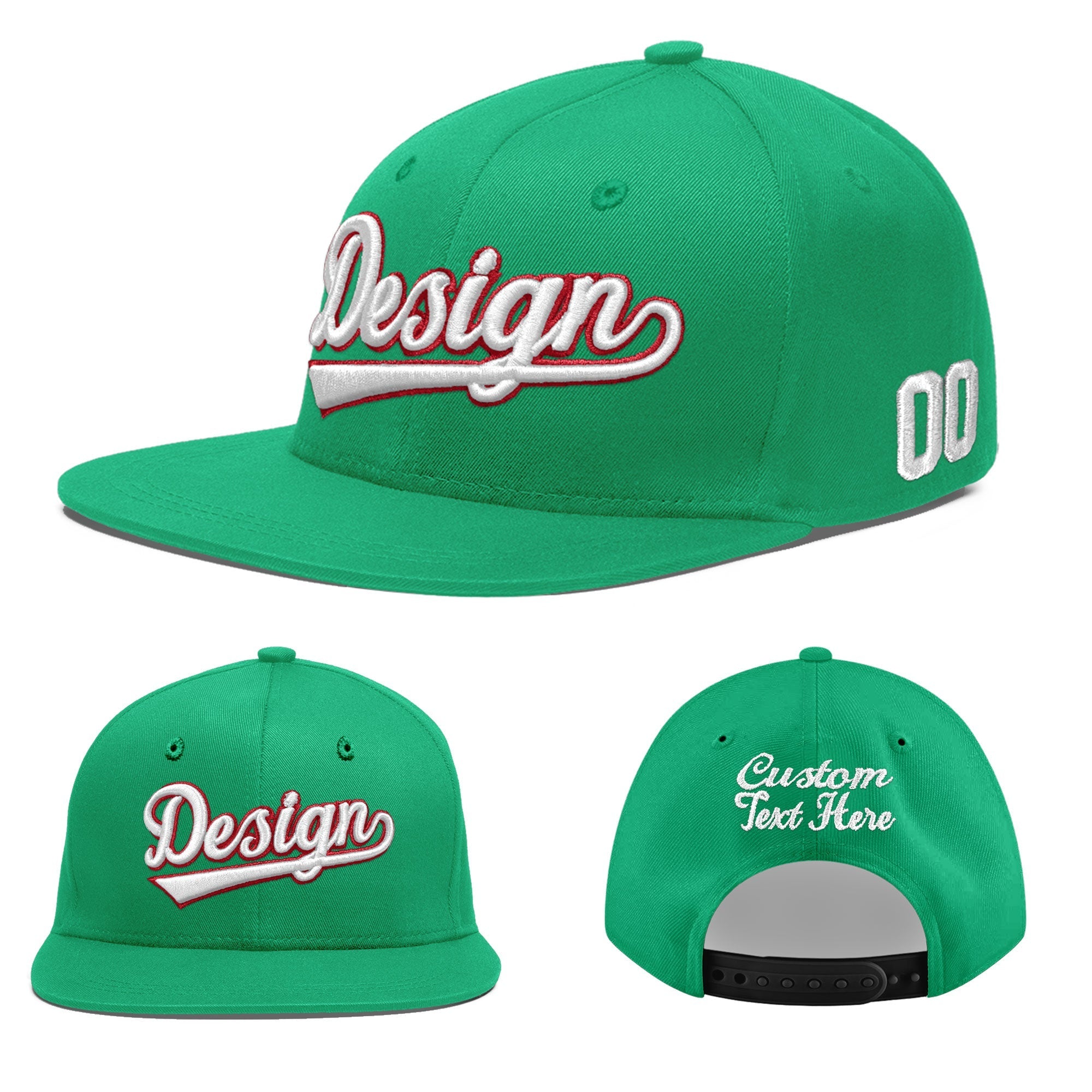 Custom Aqua 3D Puff Embroidery Flat Embroidery Casual Sport Baseball Cap