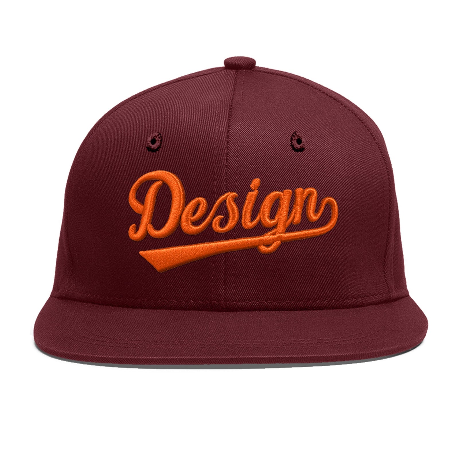 Custom Maroon 3D Puff Embroidery Flat Embroidery Casual Sport Baseball Cap