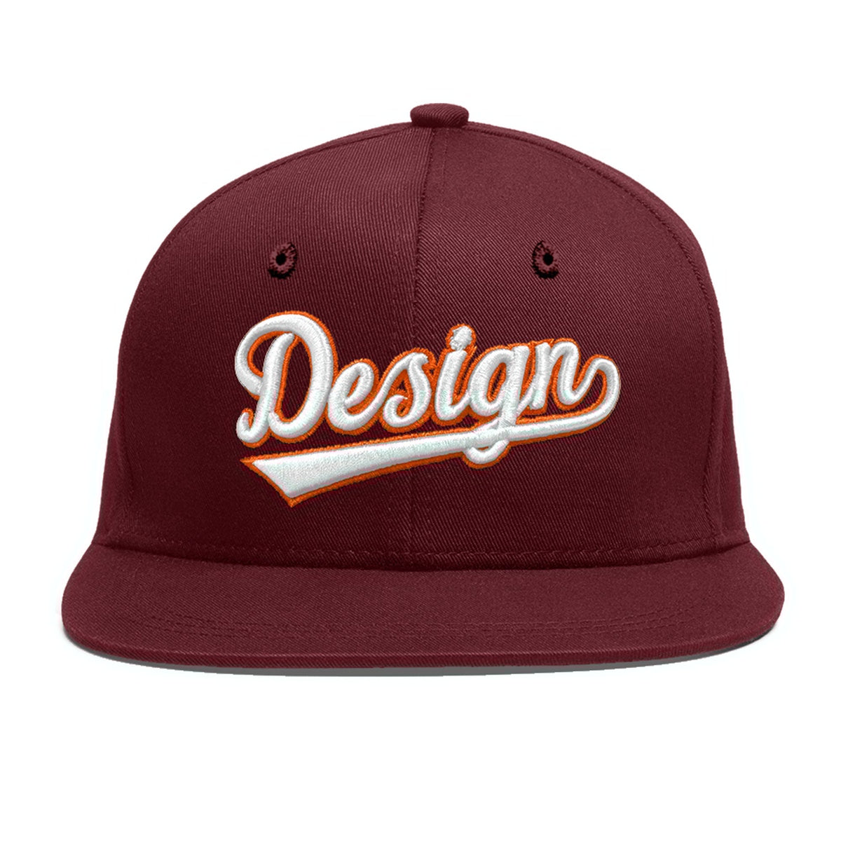 Custom Maroon 3D Puff Embroidery Flat Embroidery Casual Sport Baseball Cap