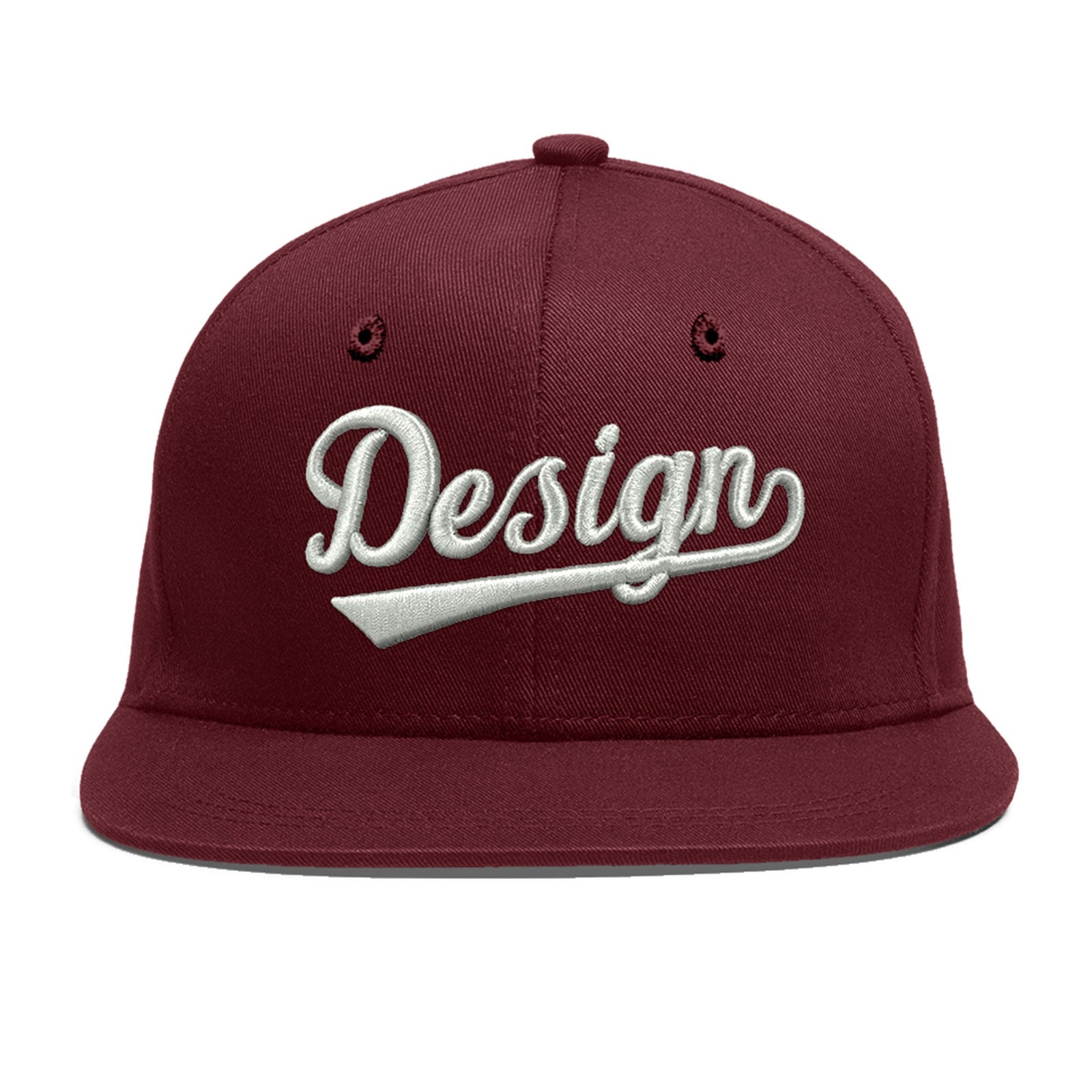 Custom Maroon 3D Puff Embroidery Flat Embroidery Casual Sport Baseball Cap