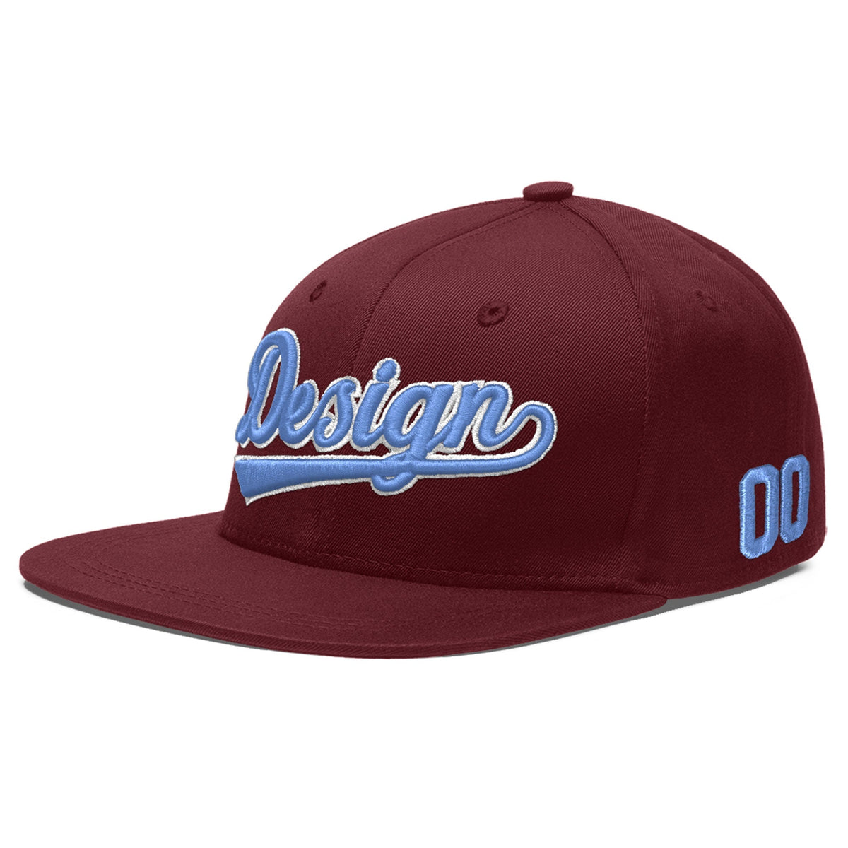 Custom Maroon 3D Puff Embroidery Flat Embroidery Casual Sport Baseball Cap