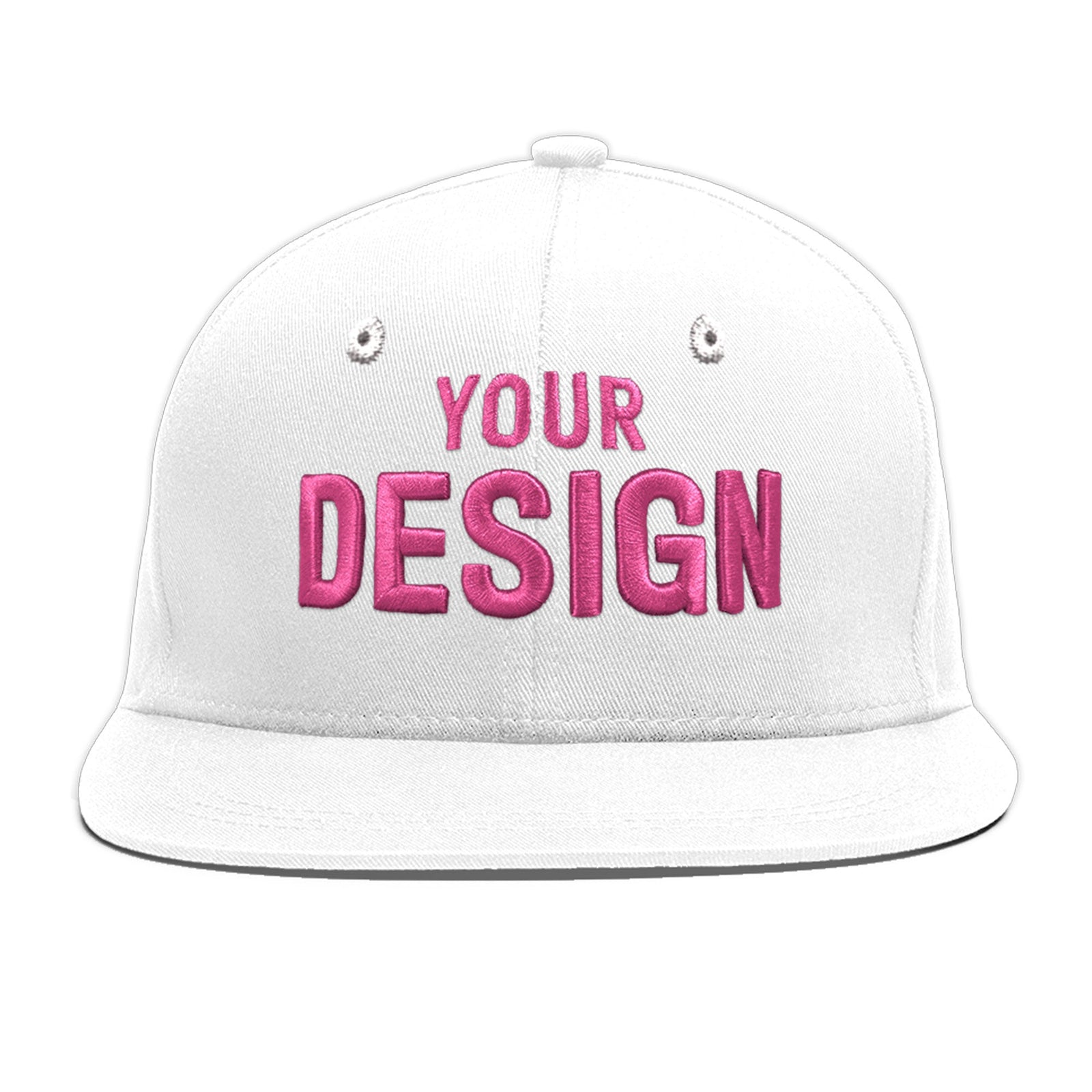 Custom White 3D Puff Embroidery Flat Embroidery Casual Sport Baseball Cap