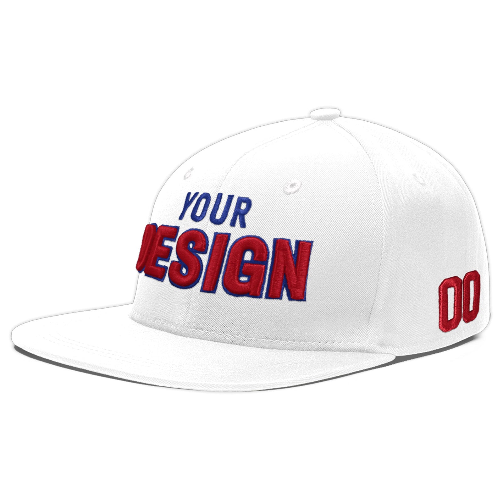 Custom White 3D Puff Embroidery Flat Embroidery Casual Sport Baseball Cap