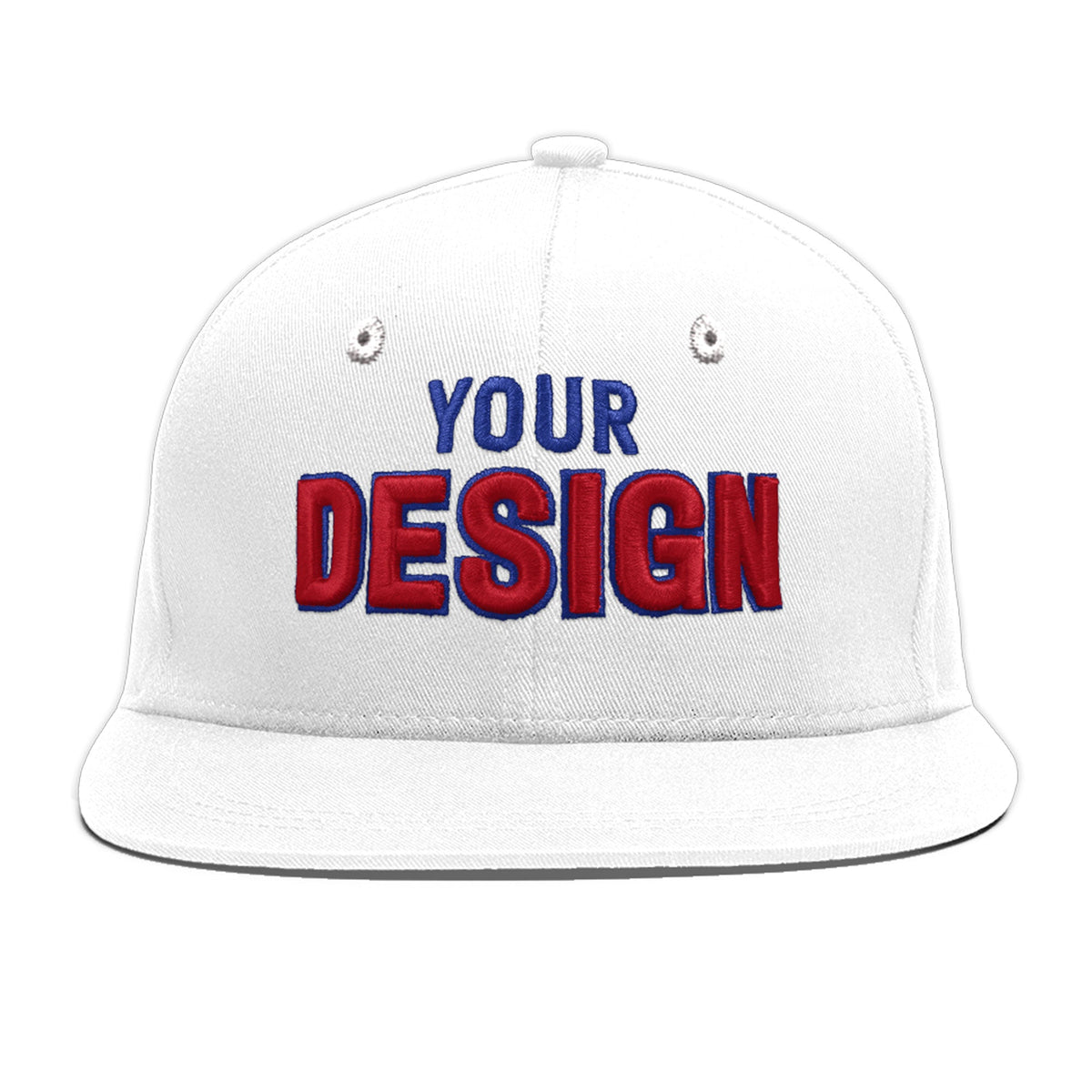 Custom White 3D Puff Embroidery Flat Embroidery Casual Sport Baseball Cap