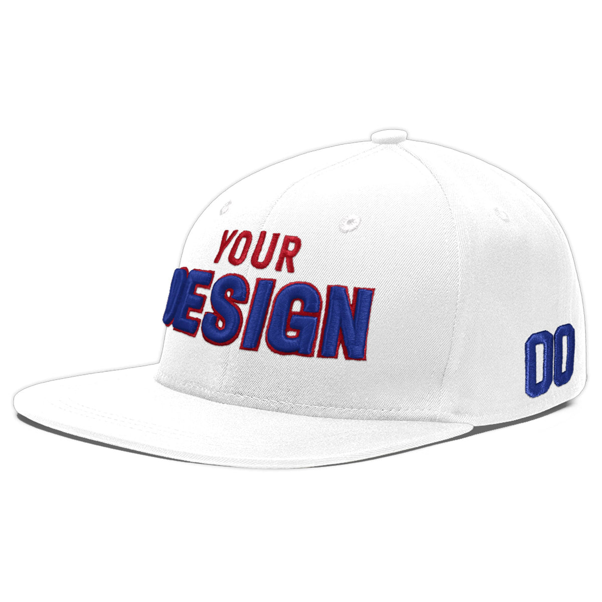 Custom White 3D Puff Embroidery Flat Embroidery Casual Sport Baseball Cap