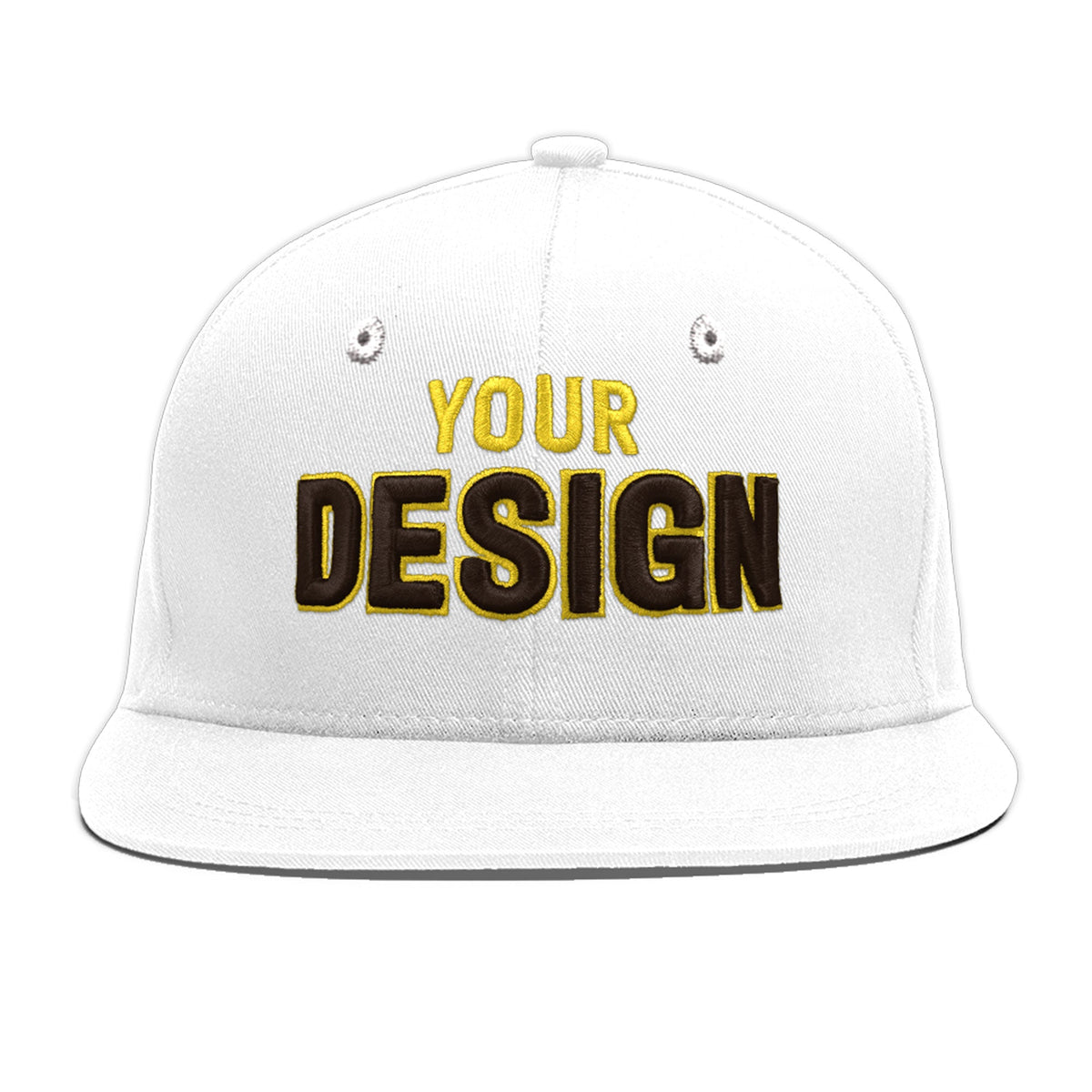 Custom White 3D Puff Embroidery Flat Embroidery Casual Sport Baseball Cap