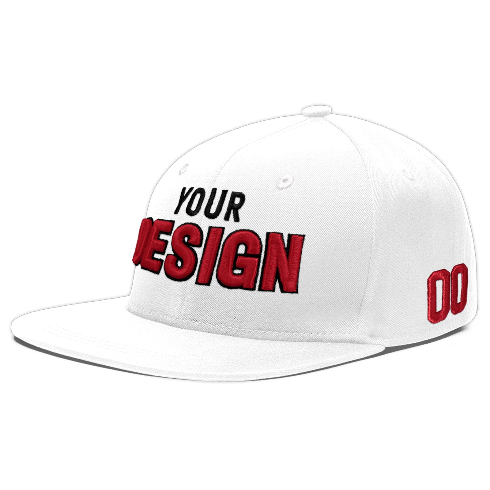 Custom White 3D Puff Embroidery Flat Embroidery Casual Sport Baseball Cap