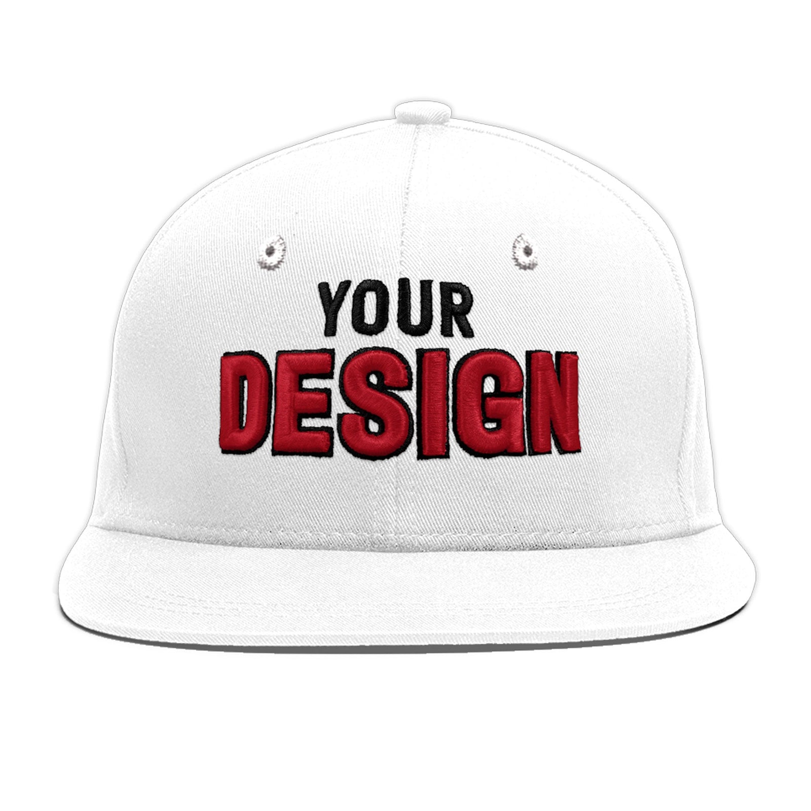 Custom White 3D Puff Embroidery Flat Embroidery Casual Sport Baseball Cap