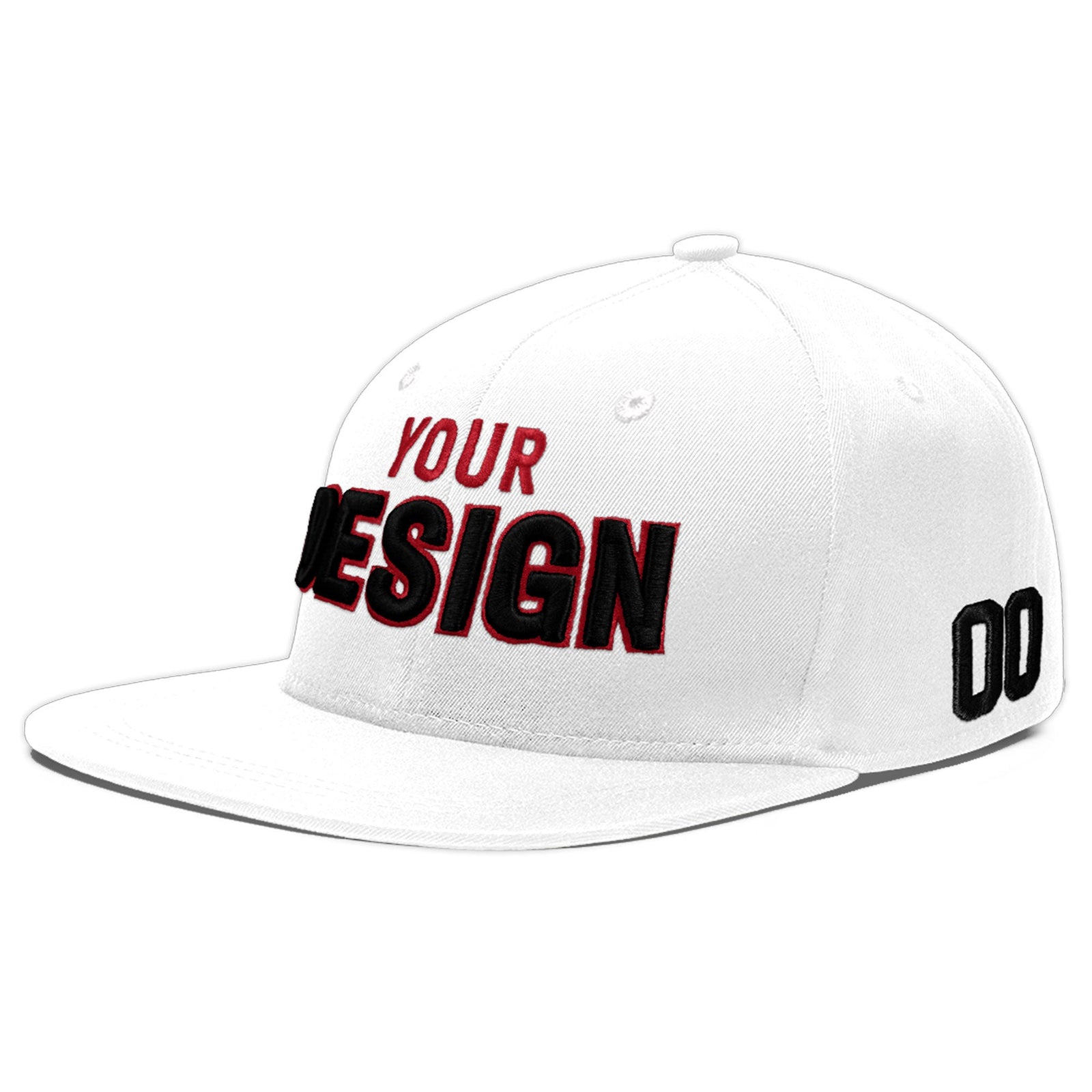 Custom White 3D Puff Embroidery Flat Embroidery Casual Sport Baseball Cap