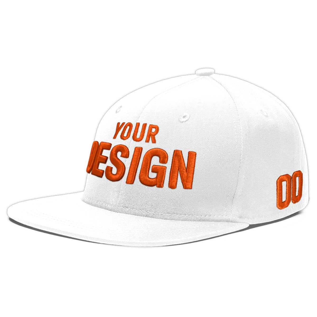 Custom White 3D Puff Embroidery Flat Embroidery Casual Sport Baseball Cap