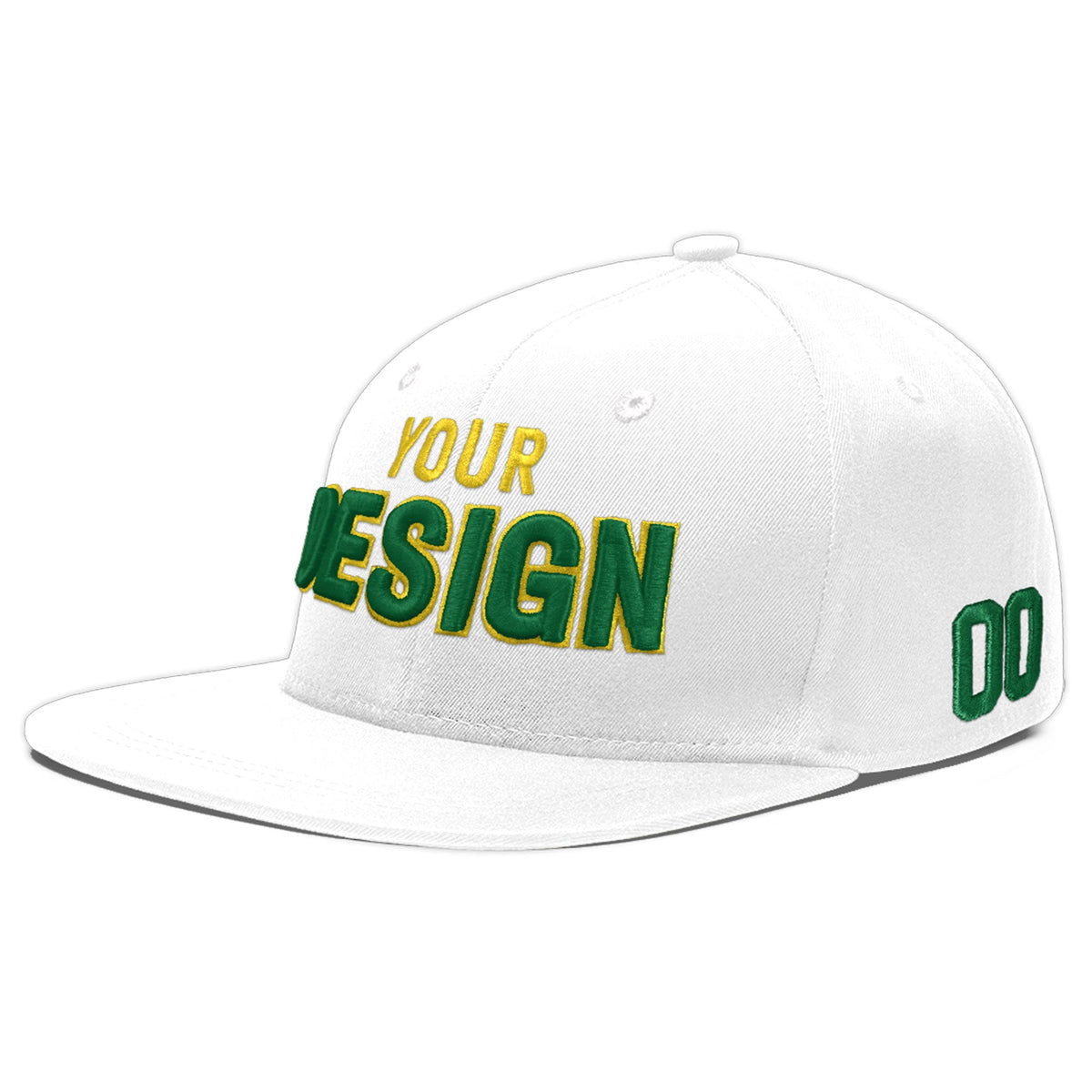 Custom White 3D Puff Embroidery Flat Embroidery Casual Sport Baseball Cap