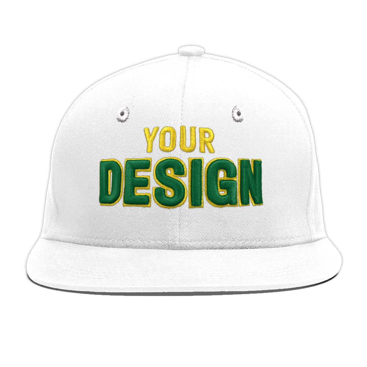 Custom White 3D Puff Embroidery Flat Embroidery Casual Sport Baseball Cap