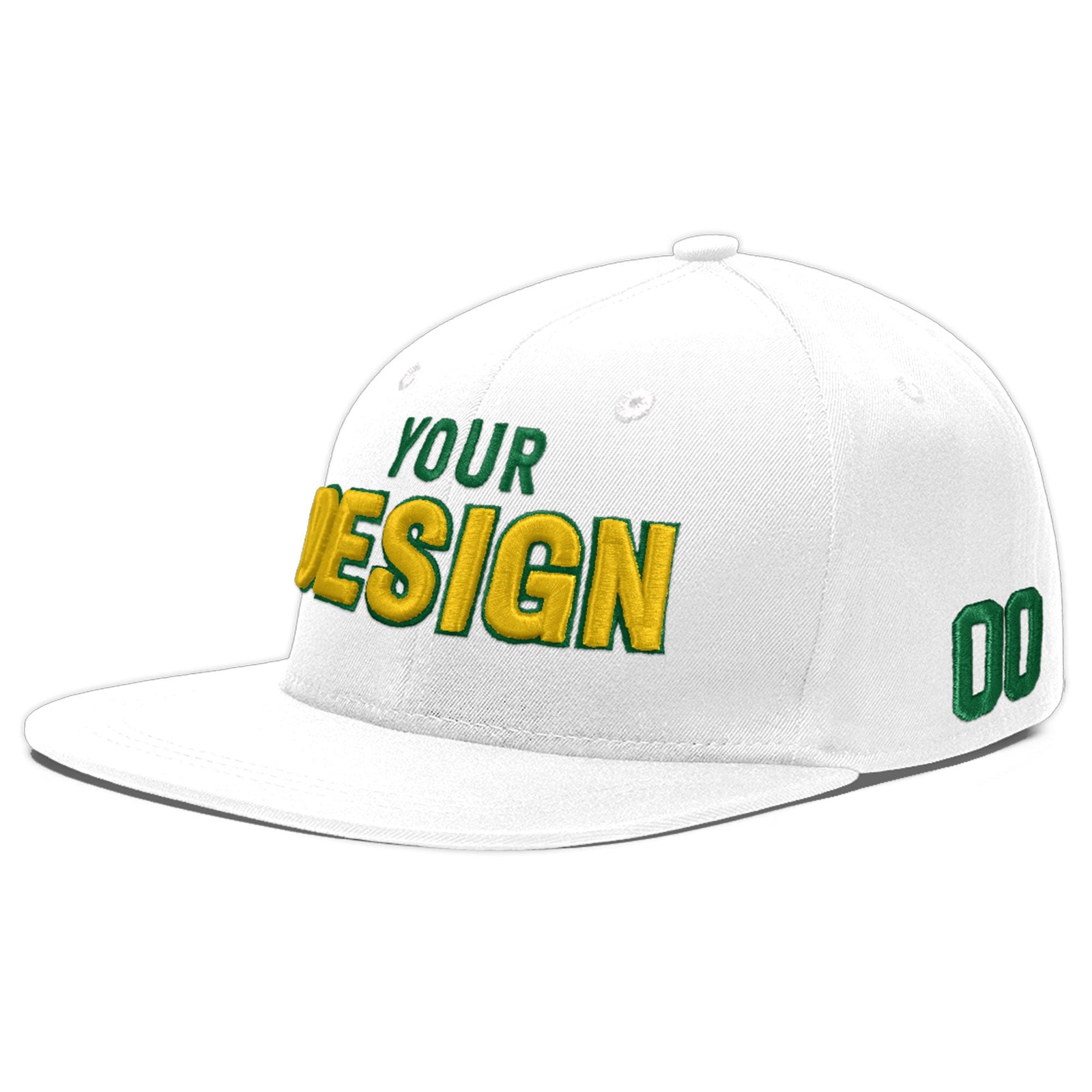 Custom White 3D Puff Embroidery Flat Embroidery Casual Sport Baseball Cap