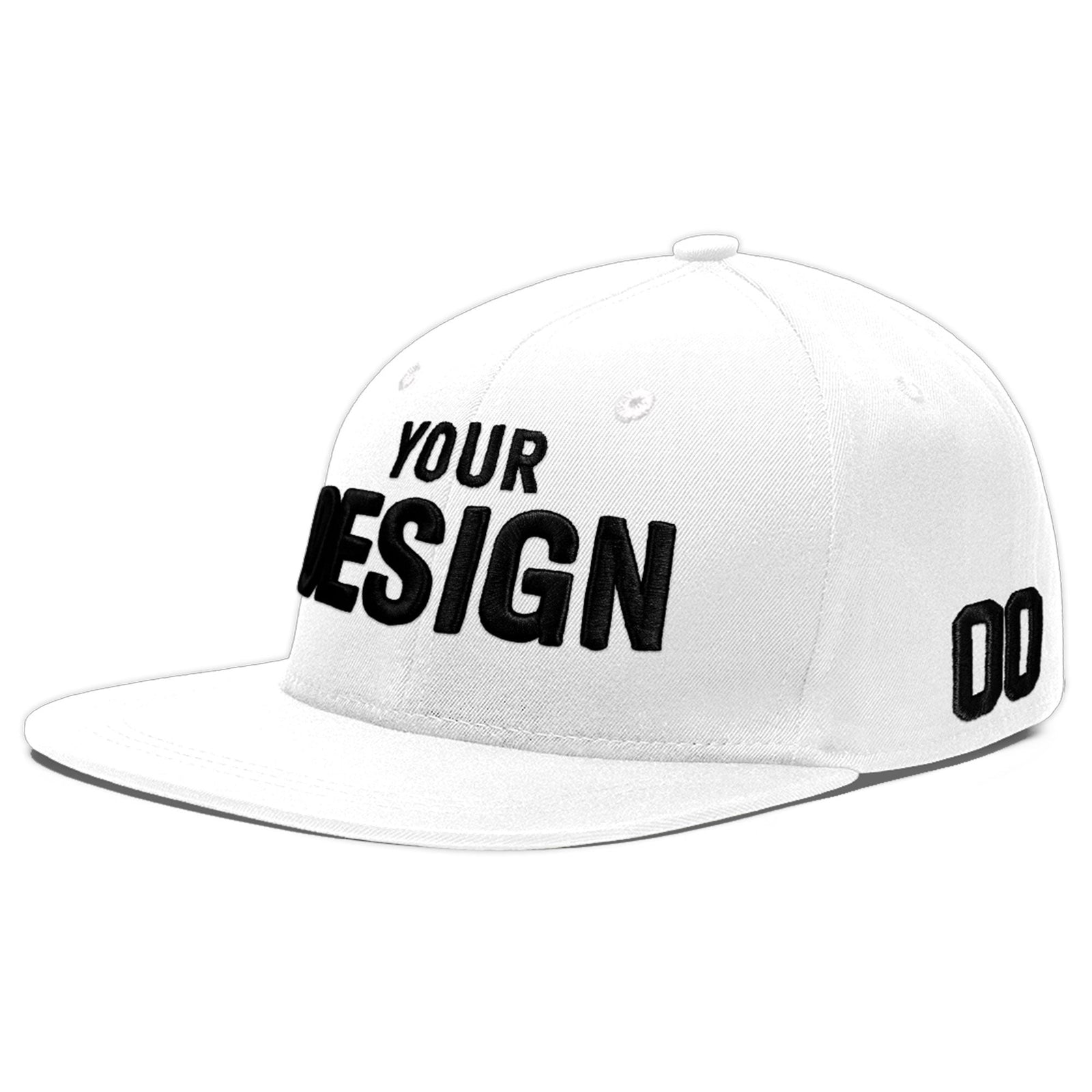 Custom White 3D Puff Embroidery Flat Embroidery Casual Sport Baseball Cap