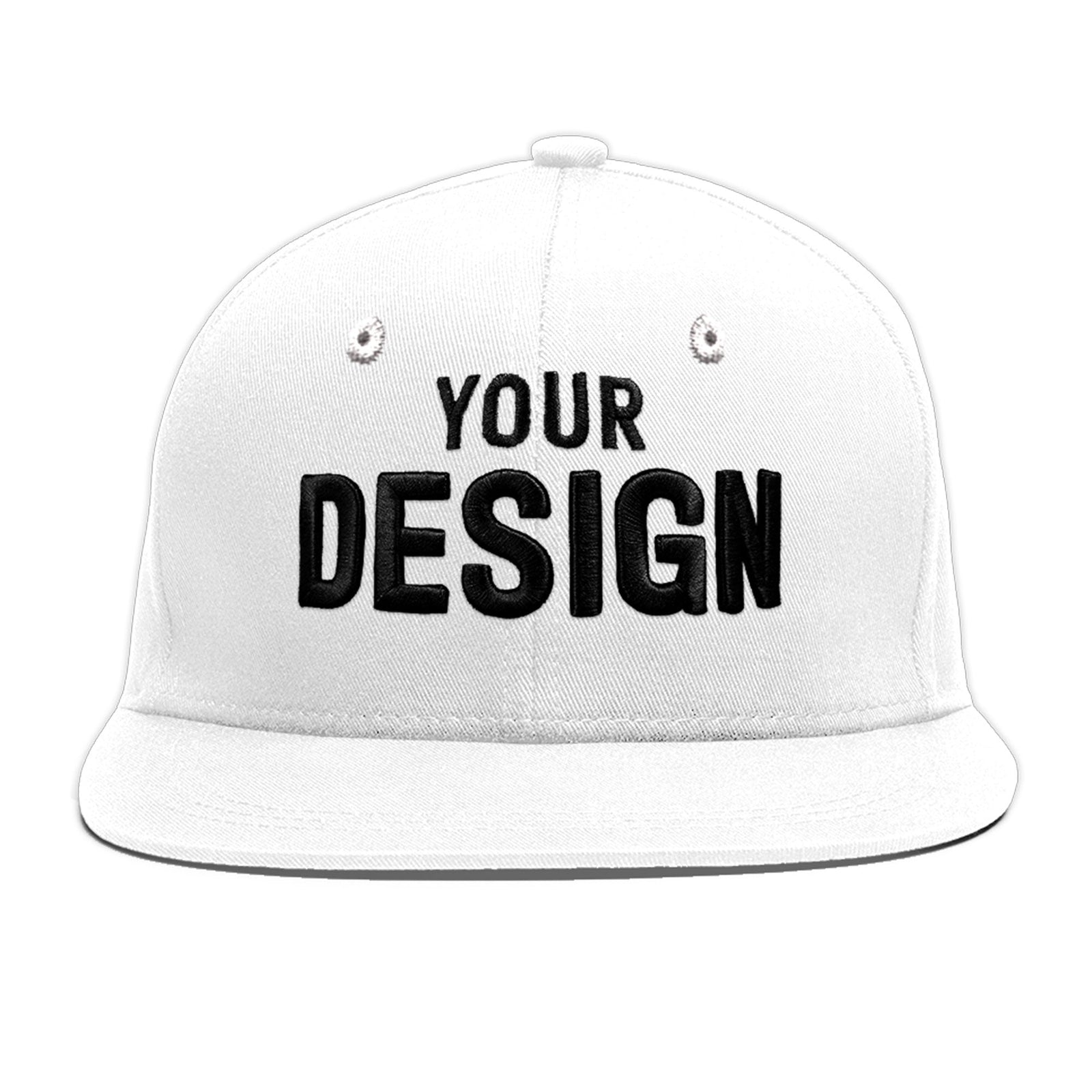 Custom White 3D Puff Embroidery Flat Embroidery Casual Sport Baseball Cap