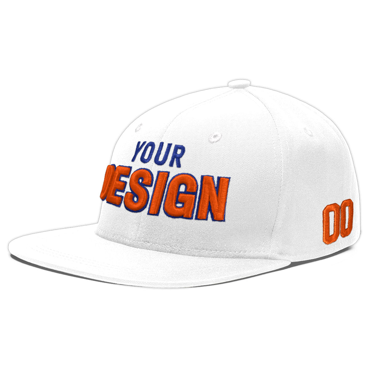Custom White 3D Puff Embroidery Flat Embroidery Casual Sport Baseball Cap