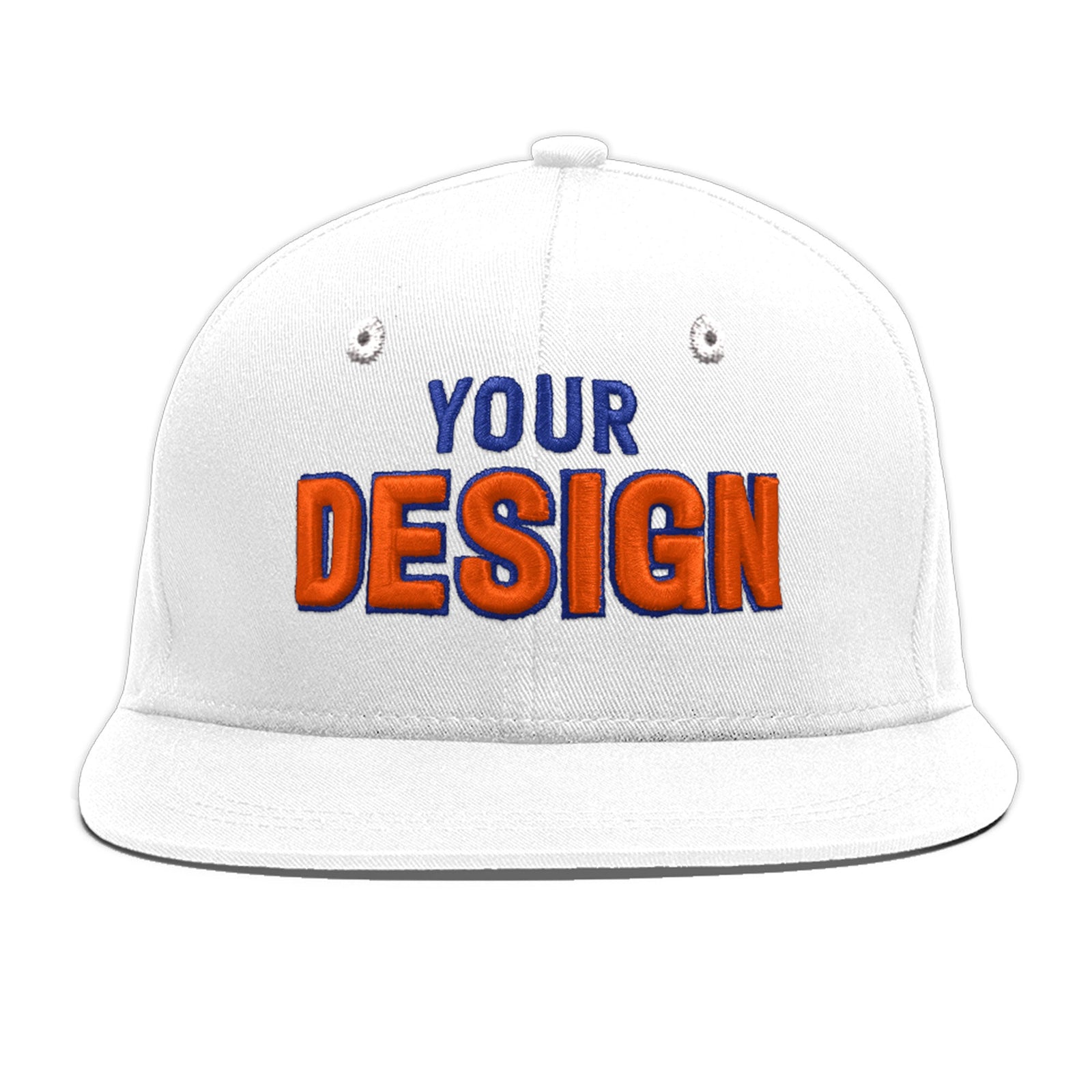 Custom White 3D Puff Embroidery Flat Embroidery Casual Sport Baseball Cap
