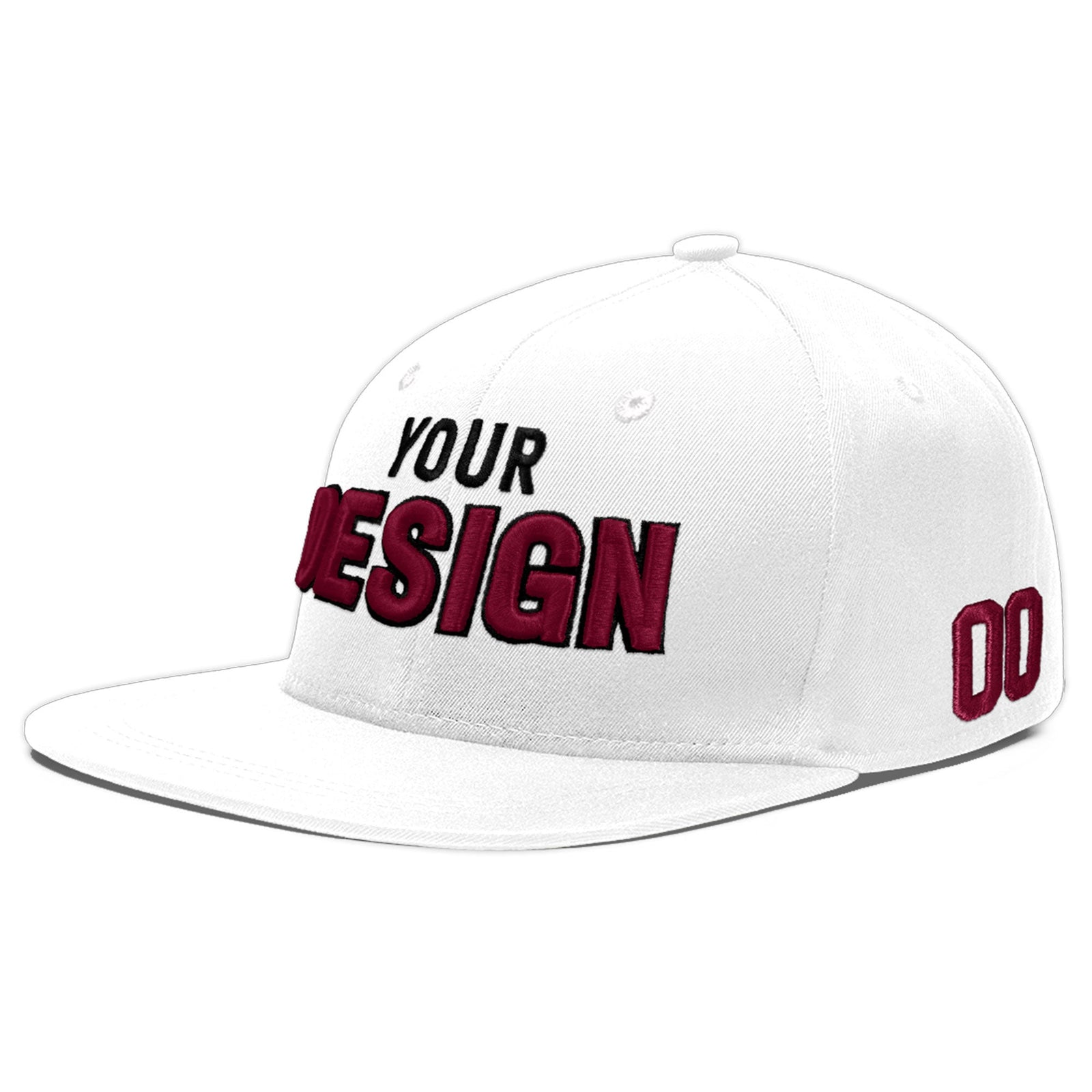 Custom White 3D Puff Embroidery Flat Embroidery Casual Sport Baseball Cap
