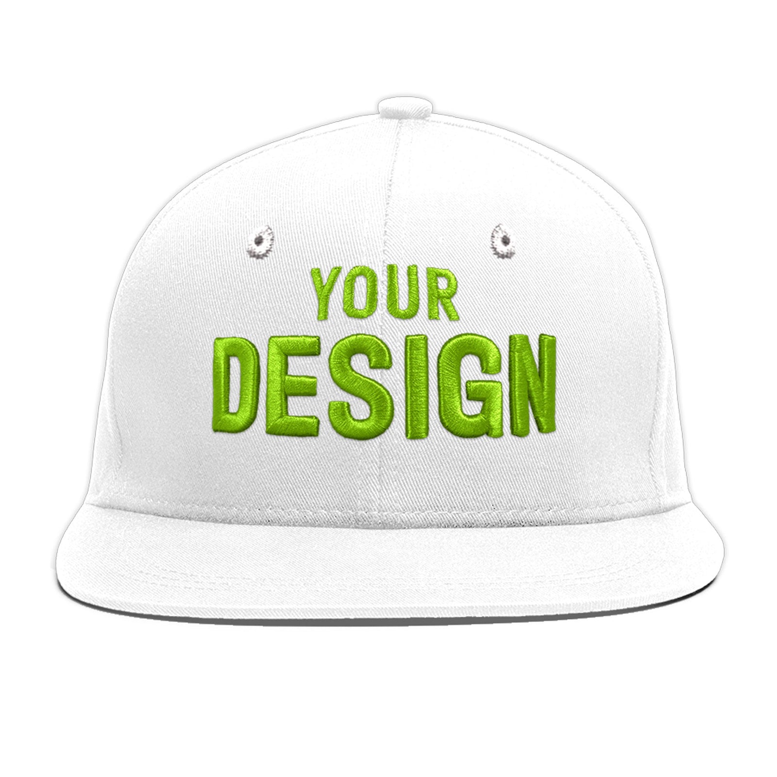 Custom White 3D Puff Embroidery Flat Embroidery Casual Sport Baseball Cap