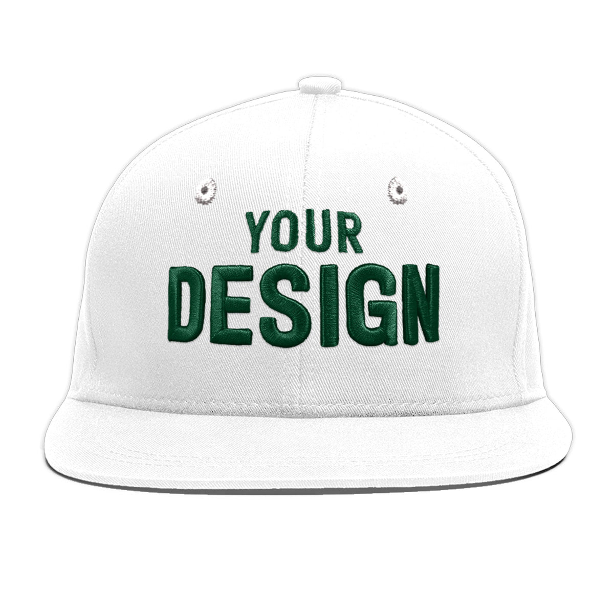 Custom White 3D Puff Embroidery Flat Embroidery Casual Sport Baseball Cap