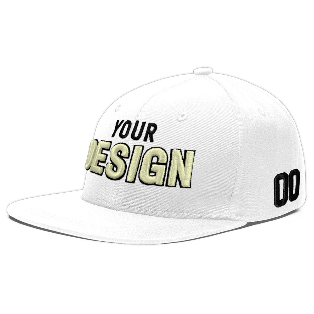 Custom White 3D Puff Embroidery Flat Embroidery Casual Sport Baseball Cap