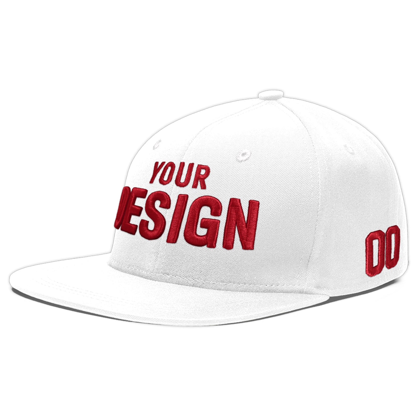 Custom White 3D Puff Embroidery Flat Embroidery Casual Sport Baseball Cap