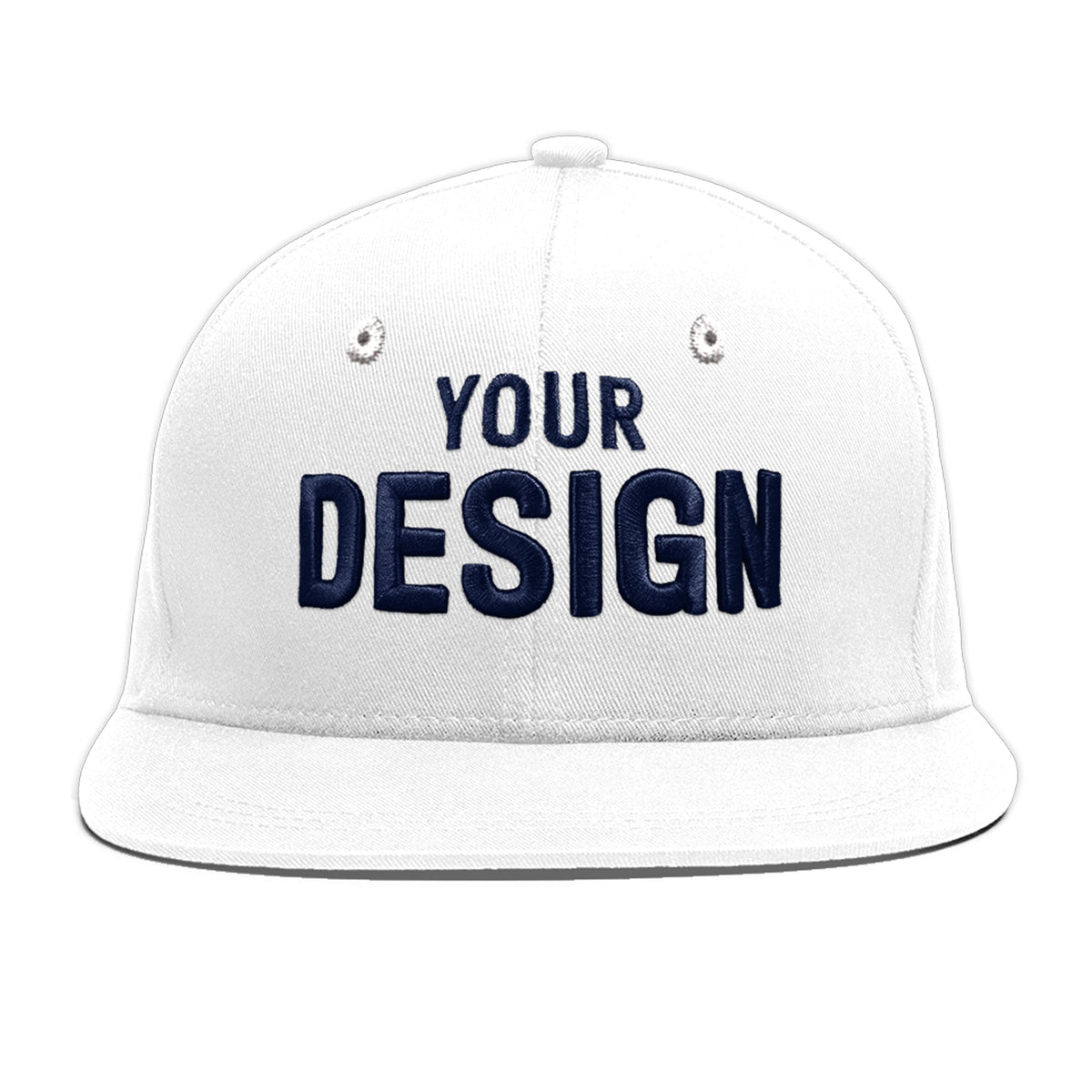 Custom White 3D Puff Embroidery Flat Embroidery Casual Sport Baseball Cap