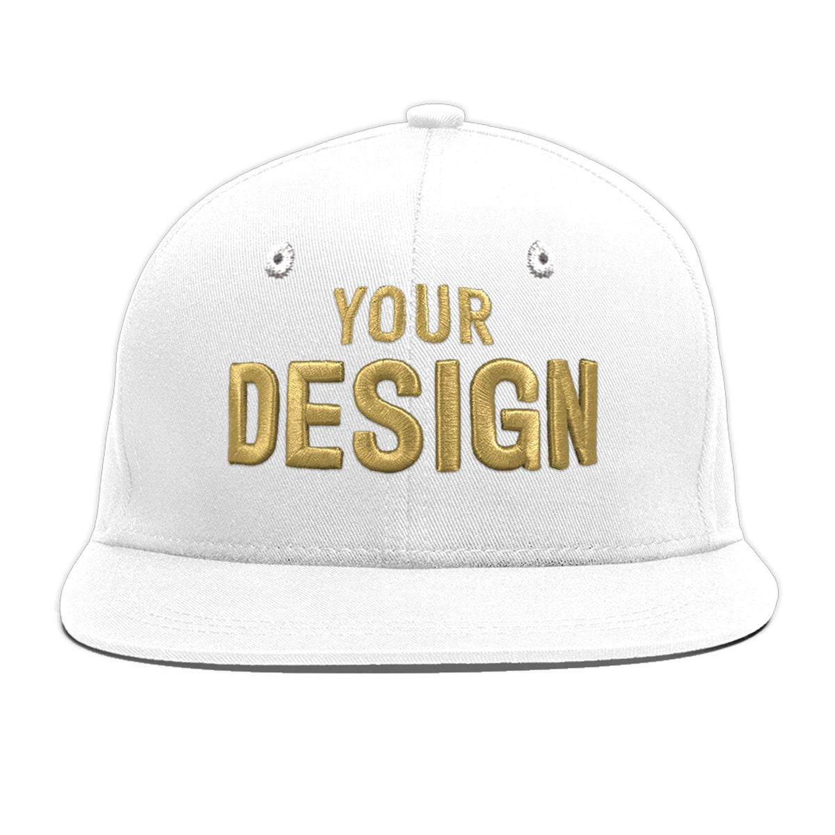 Custom White 3D Puff Embroidery Flat Embroidery Casual Sport Baseball Cap