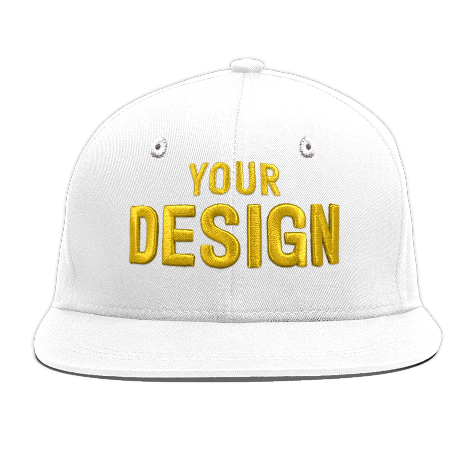 Custom White 3D Puff Embroidery Flat Embroidery Casual Sport Baseball Cap