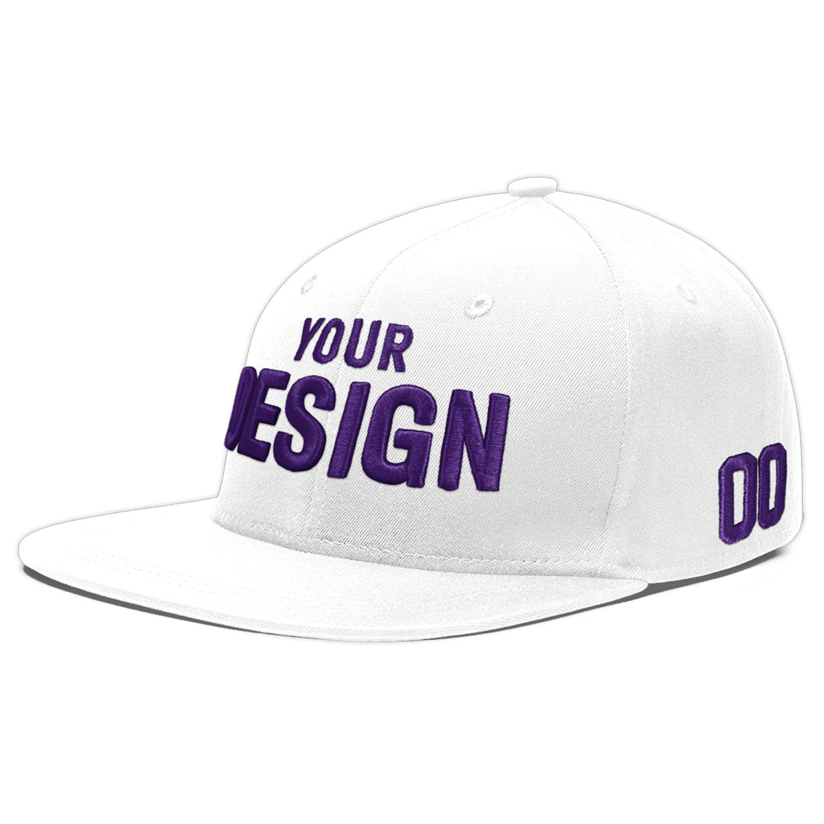 Custom White 3D Puff Embroidery Flat Embroidery Casual Sport Baseball Cap