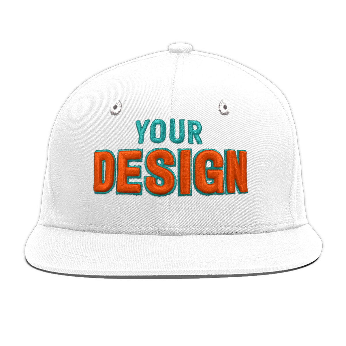 Custom White 3D Puff Embroidery Flat Embroidery Casual Sport Baseball Cap