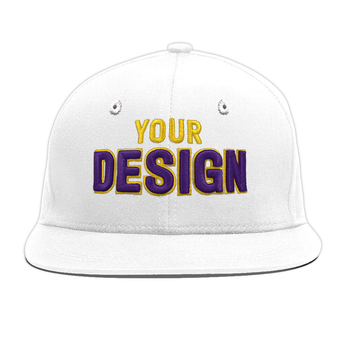 Custom White 3D Puff Embroidery Flat Embroidery Casual Sport Baseball Cap