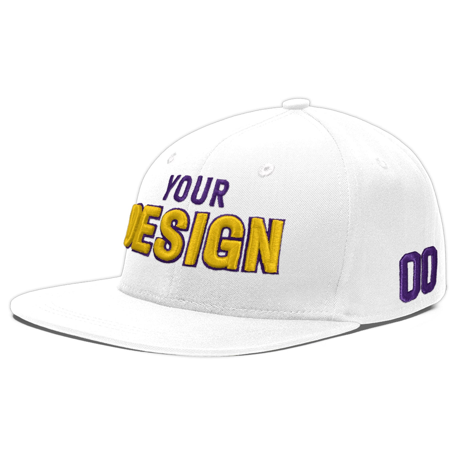 Custom White 3D Puff Embroidery Flat Embroidery Casual Sport Baseball Cap